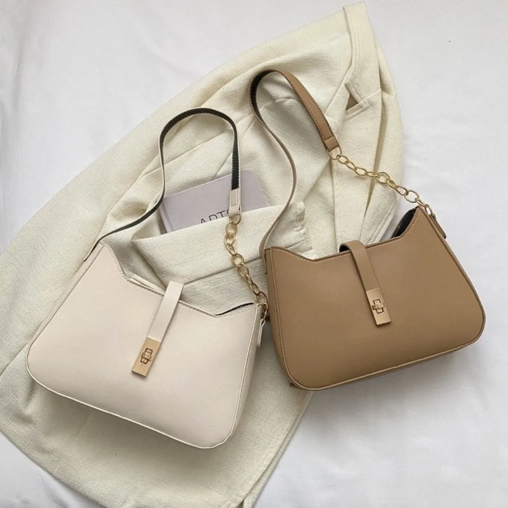 

Портативная однотонная сумка из искусственной кожи под мышками, сумка на плечо в корейском стиле, женская сумка на плечо, универсальная сумка-тоут, сумка на цепочке для девочек и женщин