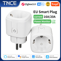 TNCE Tuya EU Plug zigbee3.0 or wifi 16/20A adapter, Smart Socket With Power Monitor, Timer outlet, Voice Alexa Google Home Alice