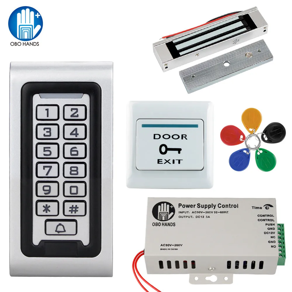 

Outdoor IP68 Waterproof Access Control System Kits door 125KHz RFID Keypad Metal Case Password Controller Electromagnetic Lock