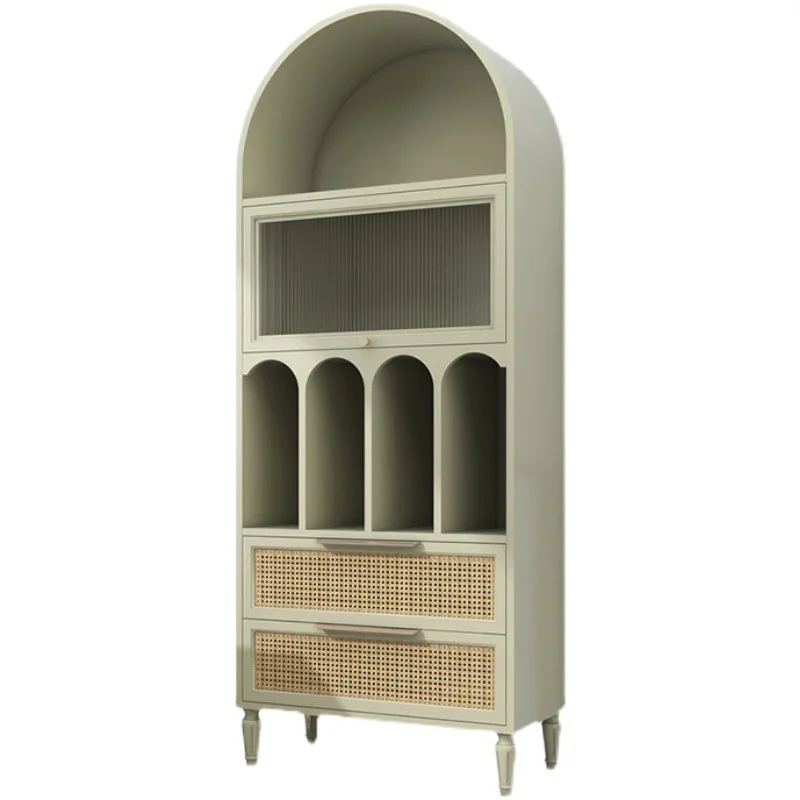 

Nordic solid wood arched locker French living room medieval wine cabinet household customizable solid wood with glass door
