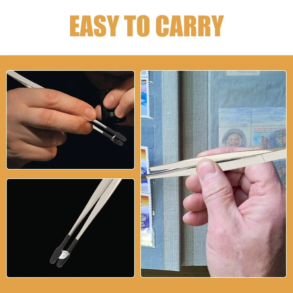 5 قطعة ملاقط من الفولاذ المقاوم للصدأ المسطحة أدوات حرفية متعددة الأغراض ختم جمع قضيب الرموش ملاقط المجوهرات