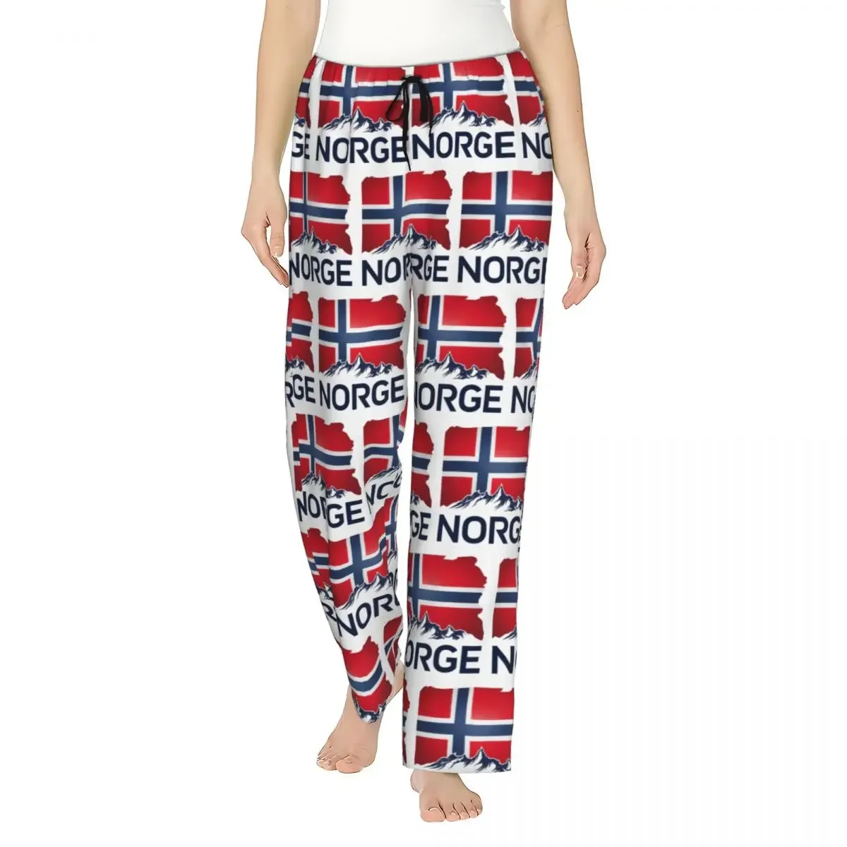 

Custom Norway Flag Women Pajama Pants Lounge Sleep Sleepwear Bottoms with Pockets