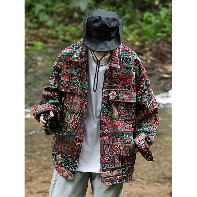 

Ретро-куртка оверсайз для мужчин: осенне-зимняя, в американском стиле, модная, свободного кроя, рабочая одежда, с тяжелой вышивкой, топ-куртка