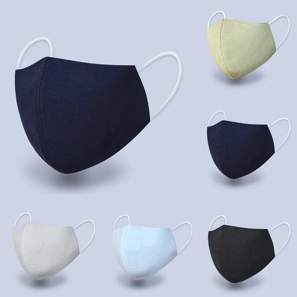 Outdoor Washable Reuse Cotton Protective Printing Mouth Mask Simple Solid Color Velvet Personal Isolation Comfort Face Mask