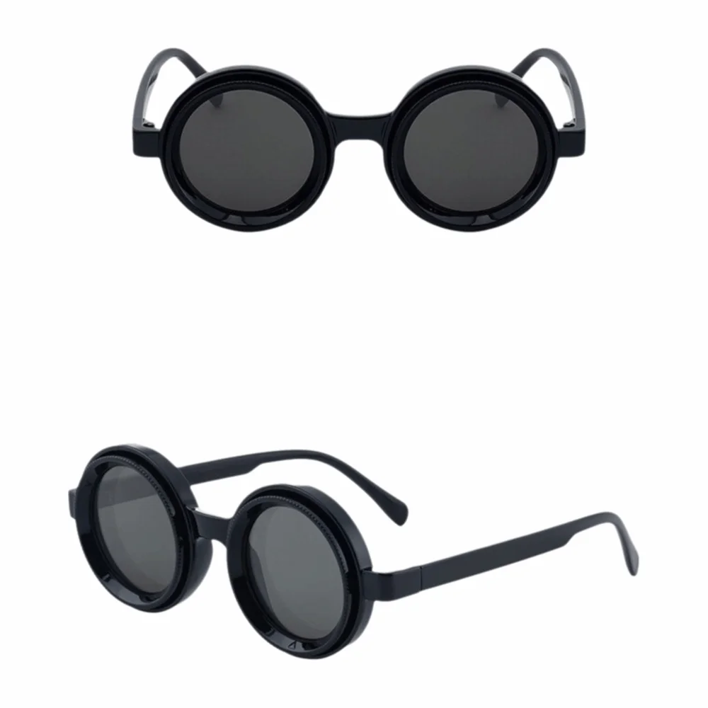 Vintage Polarizing Round Sunglasses Rotatable Elegant Adjustable Zoom Sunglasses Convenient Lightweight Stylish Sunglasses