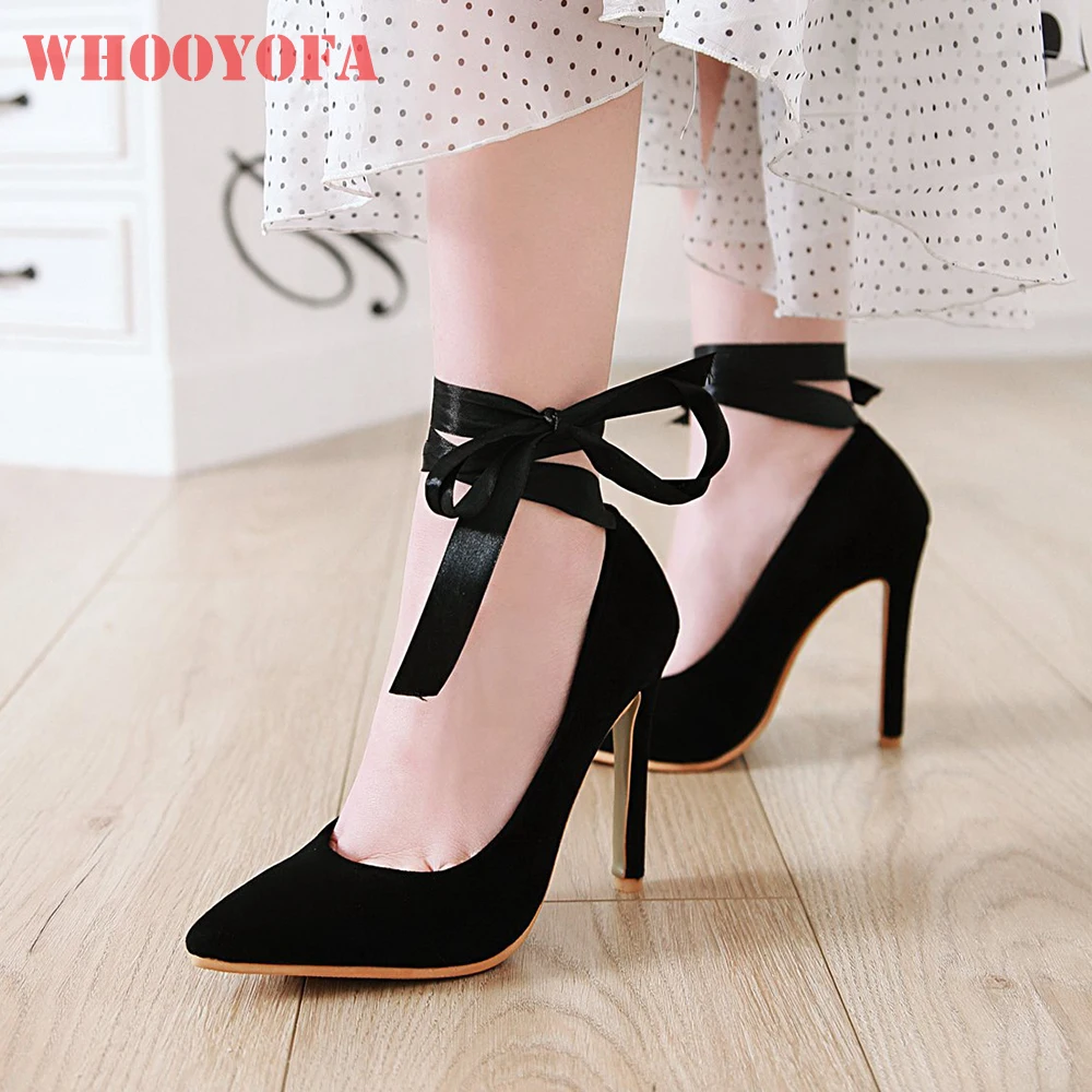 2025 العلامة التجارية الجديدة مريحة البني الأسود النساء مضخات الساخن أشار تو عالية الكعب أحذية سيدة زائد صغيرة كبيرة الحجم 33 43 46 #1