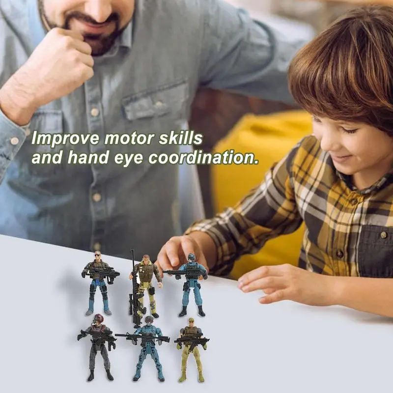 ทหารFigurines 6 ชิ้นสะสมทหารรุ่นอุปกรณ์เสริมปลอดภัยMini Action Figureเล่นชุดการศึกษาของเล่นเด็ก