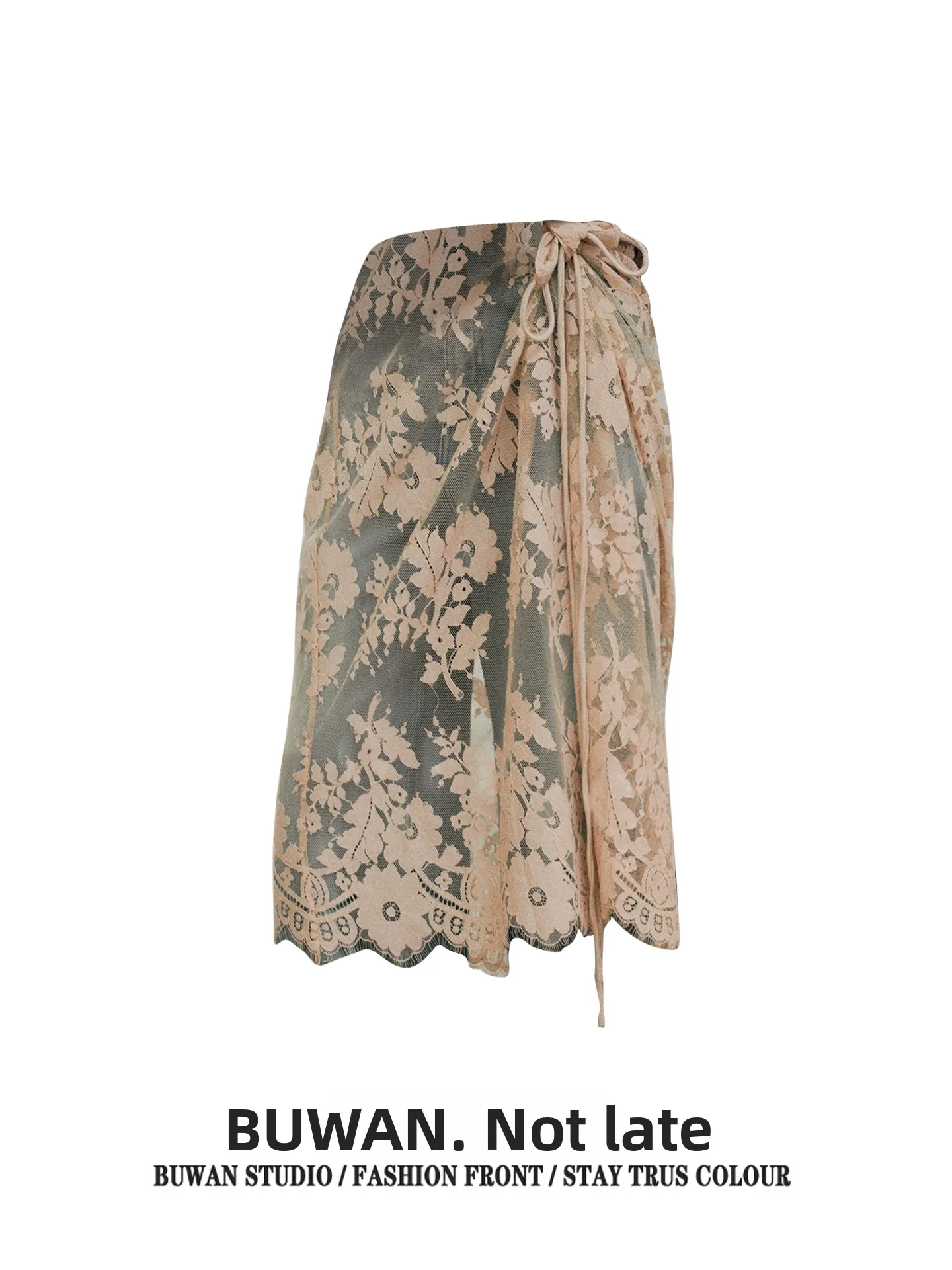 Handmade Embroidery Hollow out Decorative Heavy Duty Loose A-Line  Skirt for Women Casual Style High Waist One-Piece Design