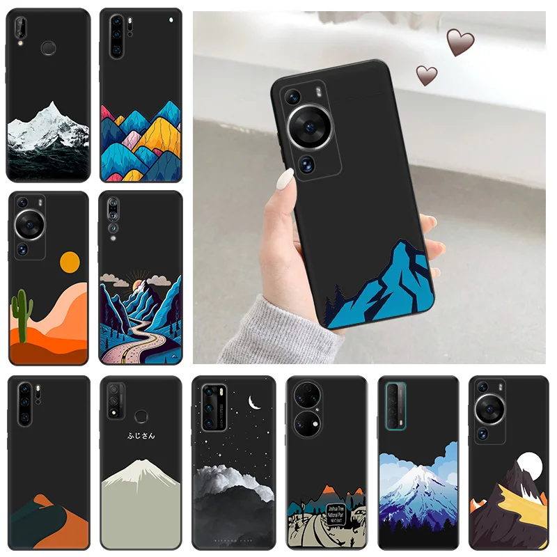 Soft Silicone Phone Case for Honor X7b X9b X6 a X7 X8 b 70 90 Magic5 Snow Mountain Volcano dune Huawei P20 P30 P40 P-Smart Cover