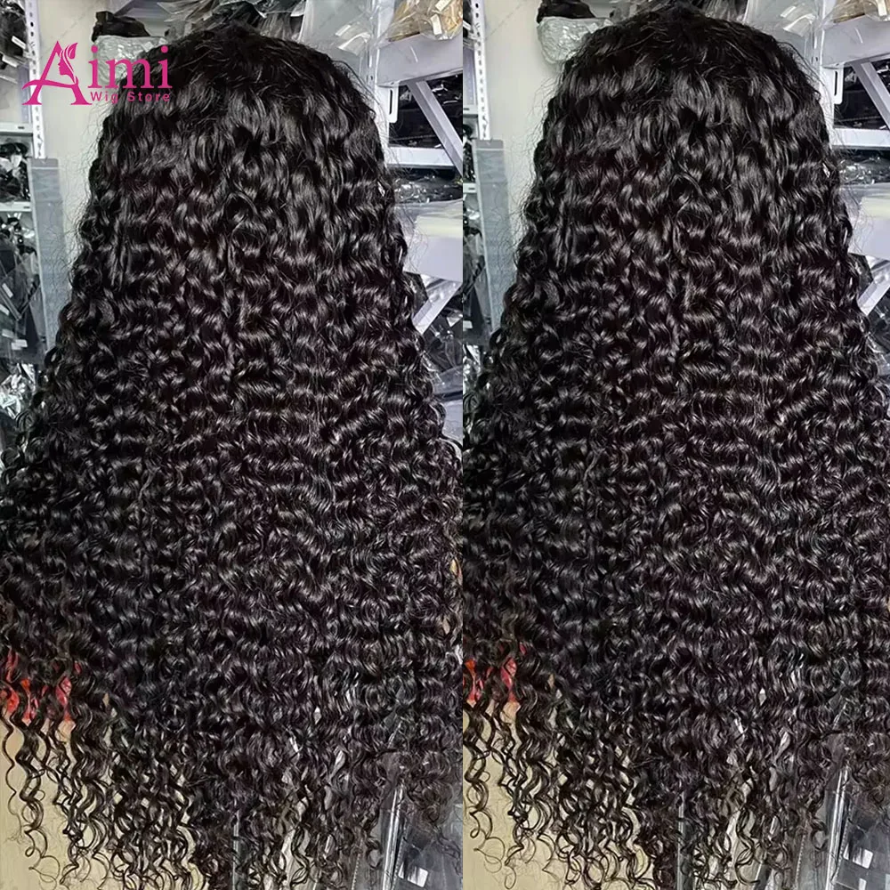 40インチ ディープウェーブ カール人毛ウィッグ 200%密度 13x4 13x6 HDストレートレースフロント人毛ウィッグ ブラック ブラジル人毛ウィッグ 女性用