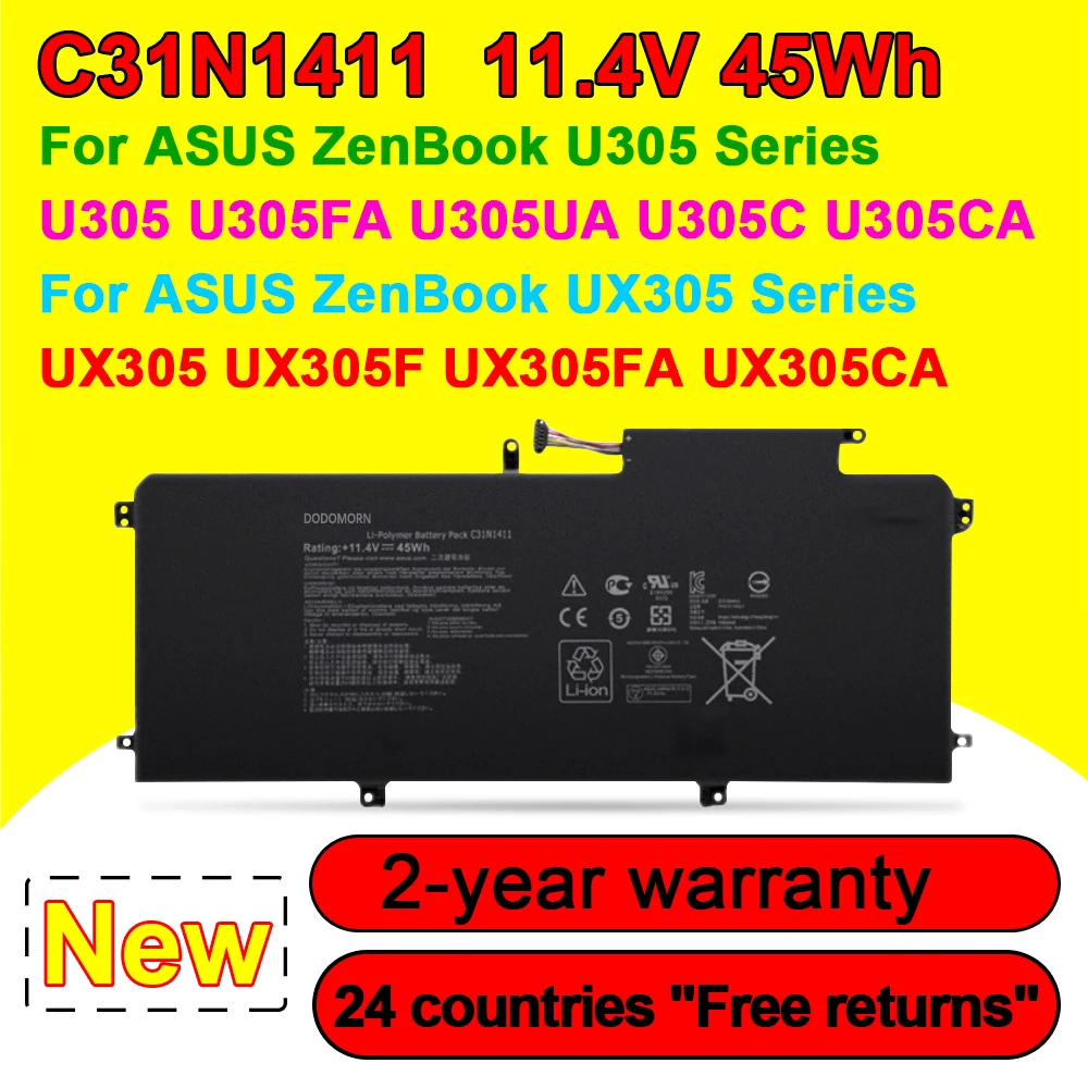 C31N1411 Laptop Battery For ASUS Zenbook U305 U305F U305FA U305CA UX305 UX305CA UX305F UX305FA Series 11.4V 45Wh