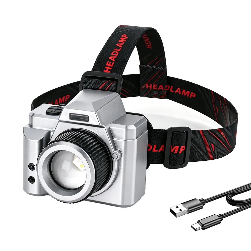 BORUiT Motion Sensor Headlamp 500LM Multi-light Source USB Rechargeable Headlight Built-in Battery Fishing Forehead Head Light
