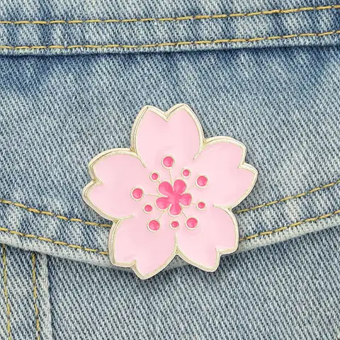 Pink Sakura Enamel Pins Simple Cherry Blossom Brooch Lapel Badge Cartoon Flower Jewelry Accessory Gifts For Friends