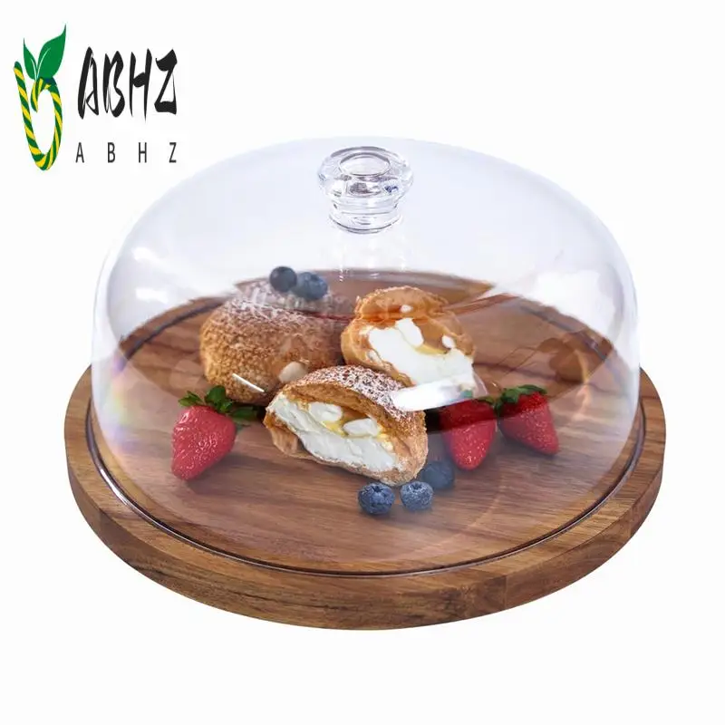 

ABHZ-подставка для торта с крышкой, деревянный круглый держатель для торта 12 дюймов, набор для демонстрации десертного стола 2-в-1 и доска для приготовления сыра