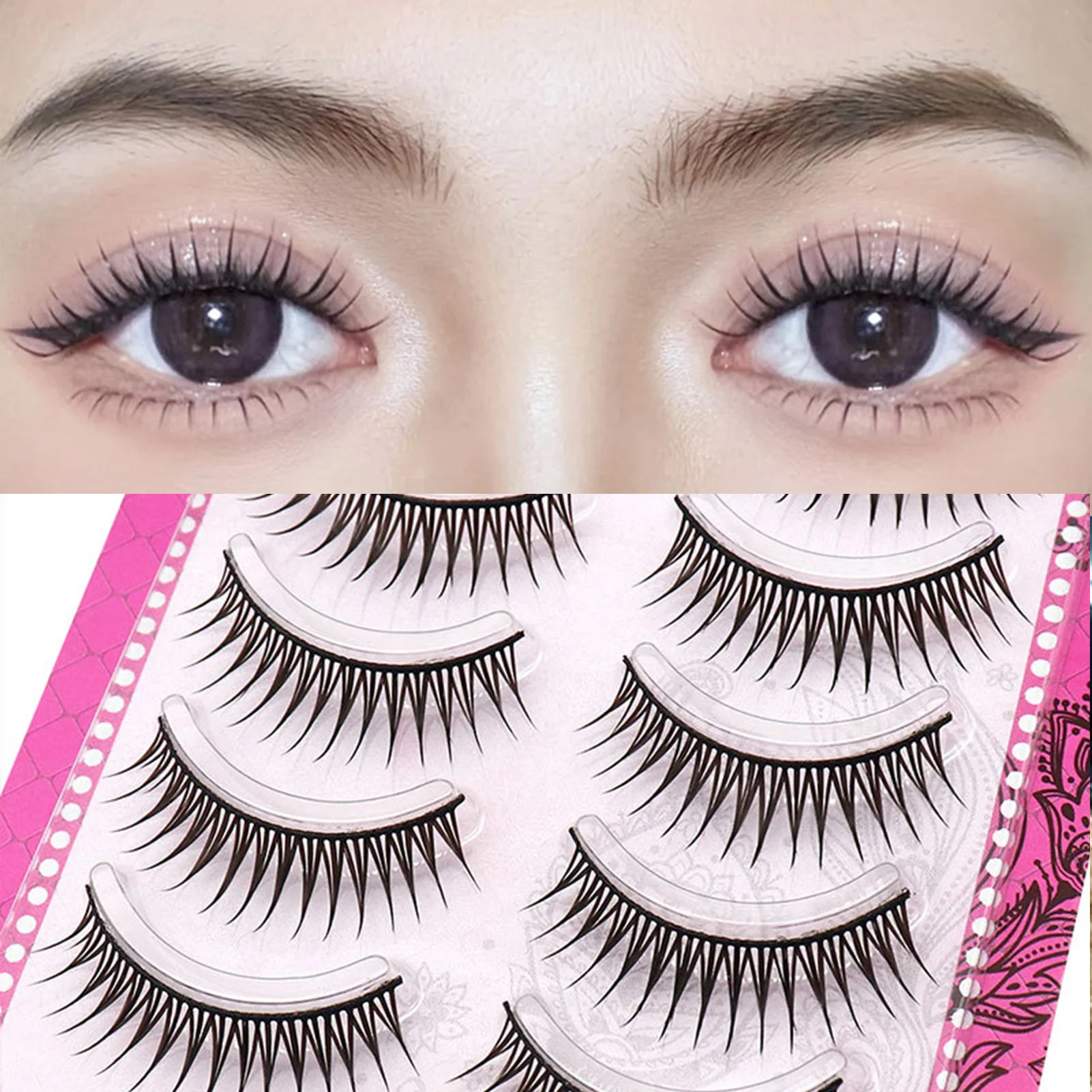 Natte Tip Valse Wimpers Een Vorm Zwart 9 11 Mm Gemengde C Krul Volledige Strip Valse Wimpers Voor Vrouwen Party make-up