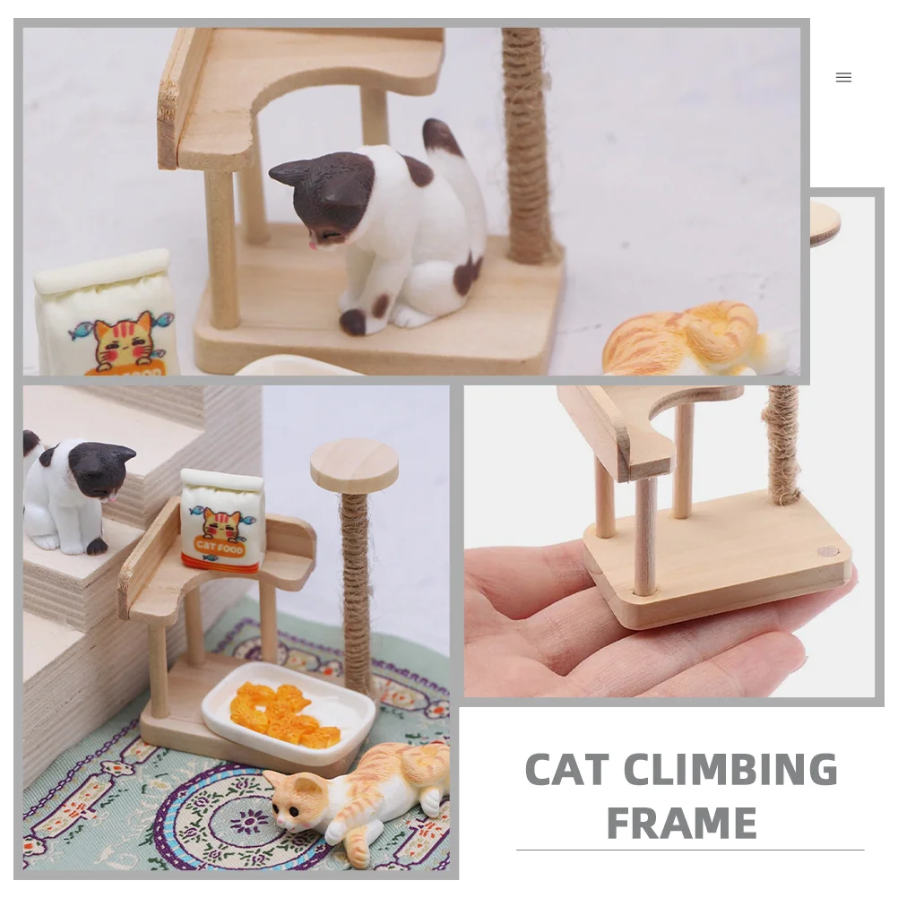 Cat Climbing Frame Miniature Model Toy Kitten Figurine House Tower Decor Furniture Tree And Toys