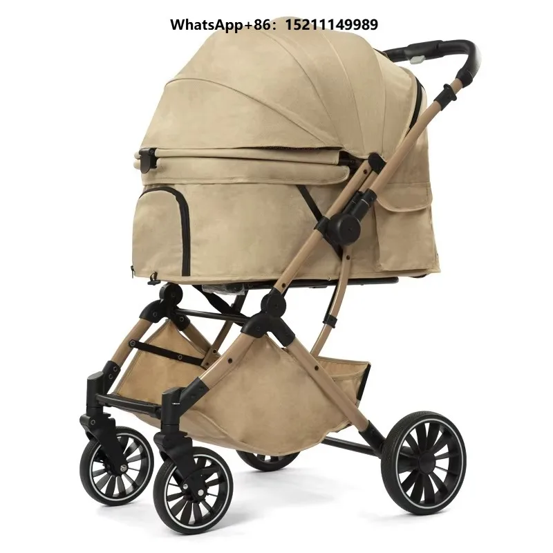 Lightweight Pet Stroller, One-Hand Foldable & Reversible Push