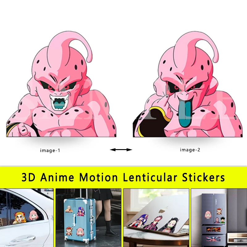 Dragon Ball Z  Majin Buu 3D Anime Refrigerator Sticker Motion Sticker Creative Decals for Cars,Laptop,Wall, Etc Toy Gift