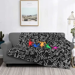 Dancing In The Wind tema colorato flanella coperta morbida accogliente Haring dipinti geometrici arte per la camera da letto divano Home Decor