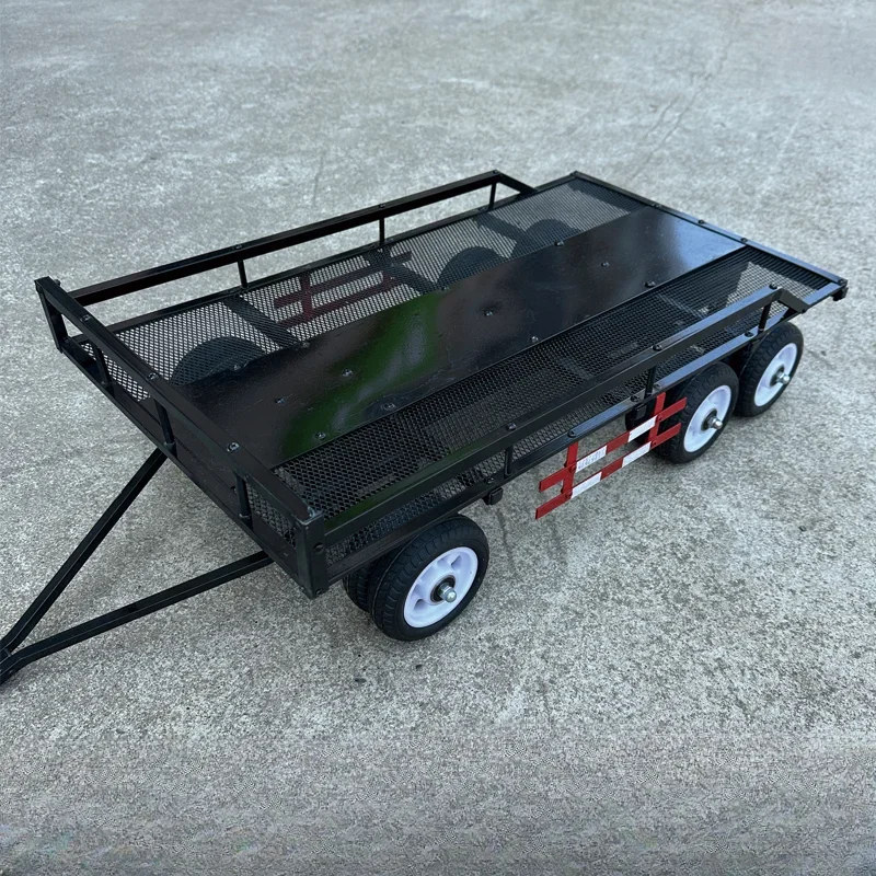 

Climbing car metal three-axle large trailer semi-full hanging flat bucket tire independent rotation