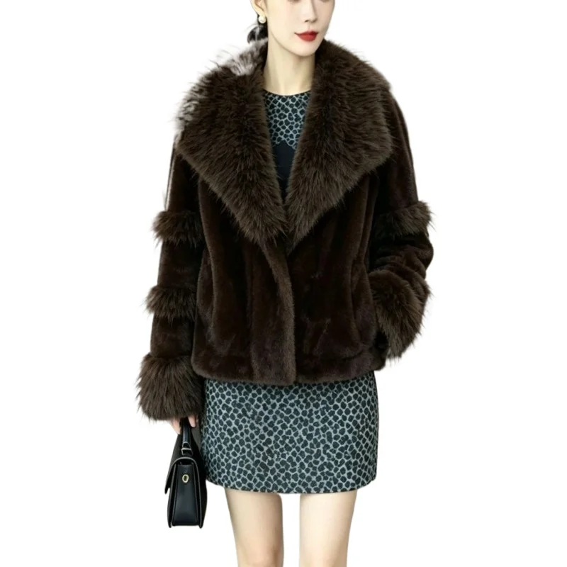 High-end Fur Fox Collar Mink Fashion Versatile Fur Coat Jacket Integrated Foreign Trade Temperament Commuting Women's Clothing