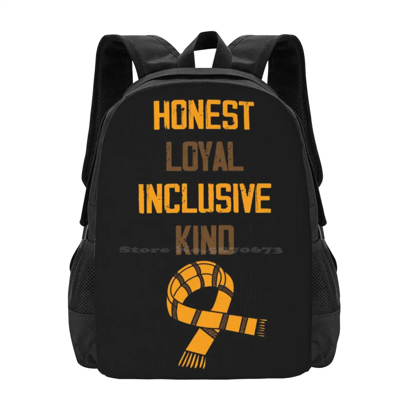 Honest Loyal Inclusive Kind Scarf 1 Hot Sale Schoolbag Backpack Fashion Bags Huffle Puff Graphifyart