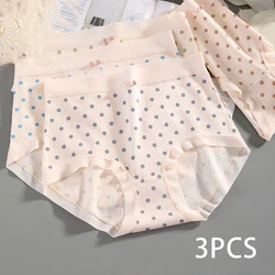 3pcs Cotton Women's Panties High Waist Underwear Fashion Dots Print Girls Briefs Breathable Panty Female Lingerie