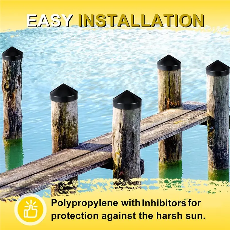 A73Q-Boat Pylon Edge Cap 4Pcs Marine Dock Piling Cap Piling Cone 9 X 9 X 4.92 Inch Coned Protective Dock Post Caps Pole
