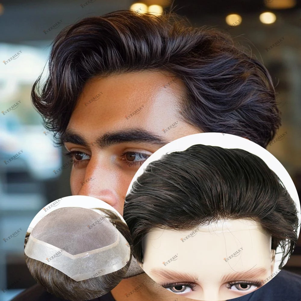 100% شعر بشري للرجال 30 مللي متر مموج/مستقيم أحادي PU قاعدة شعر مستعار طبيعي للغاية للذكور تساقط الشعر # 1 # 2 # 3 # 4 أسود بني