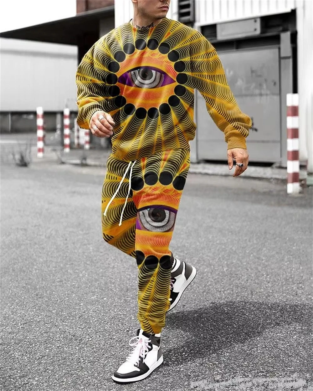 Hot Sell Summer Men Clothing 3d Printed Men Long Sleeve Casual Sweatpants Set Men Long Sleeve T-Shirt+Pants Two-Piece Set