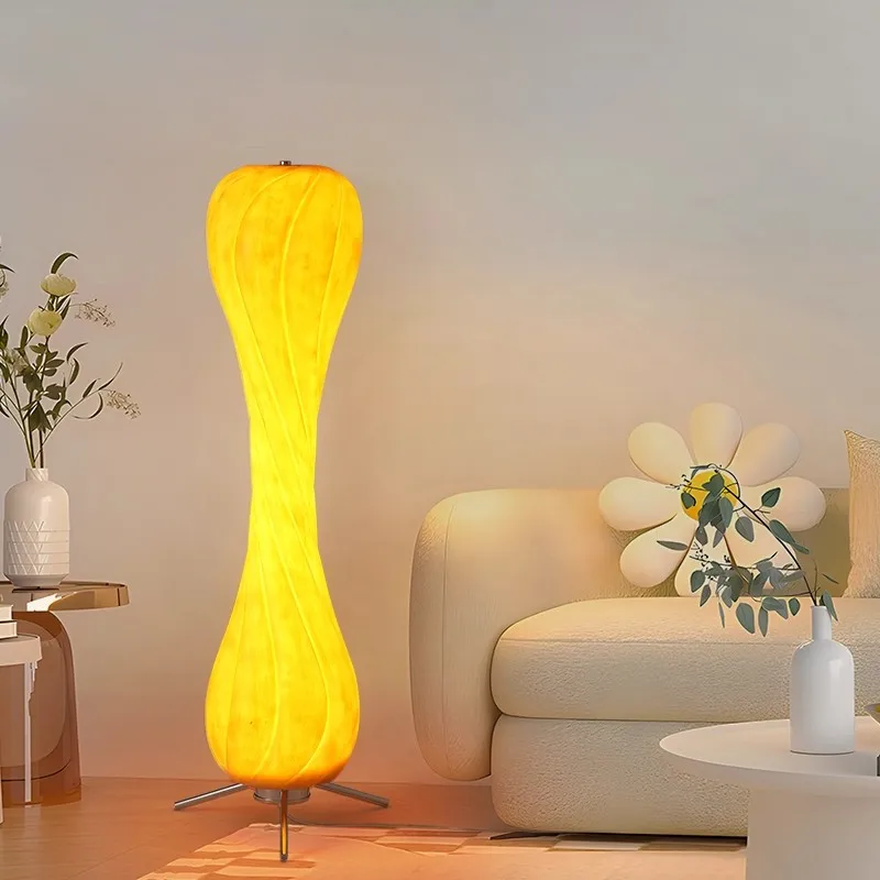 Mid Ancient Style Pumpkin Floor Lamp Living Room Sofa Side Stand Light Atmosphere Lamp Bedroom Bedside Lamp Room Decoration LED
