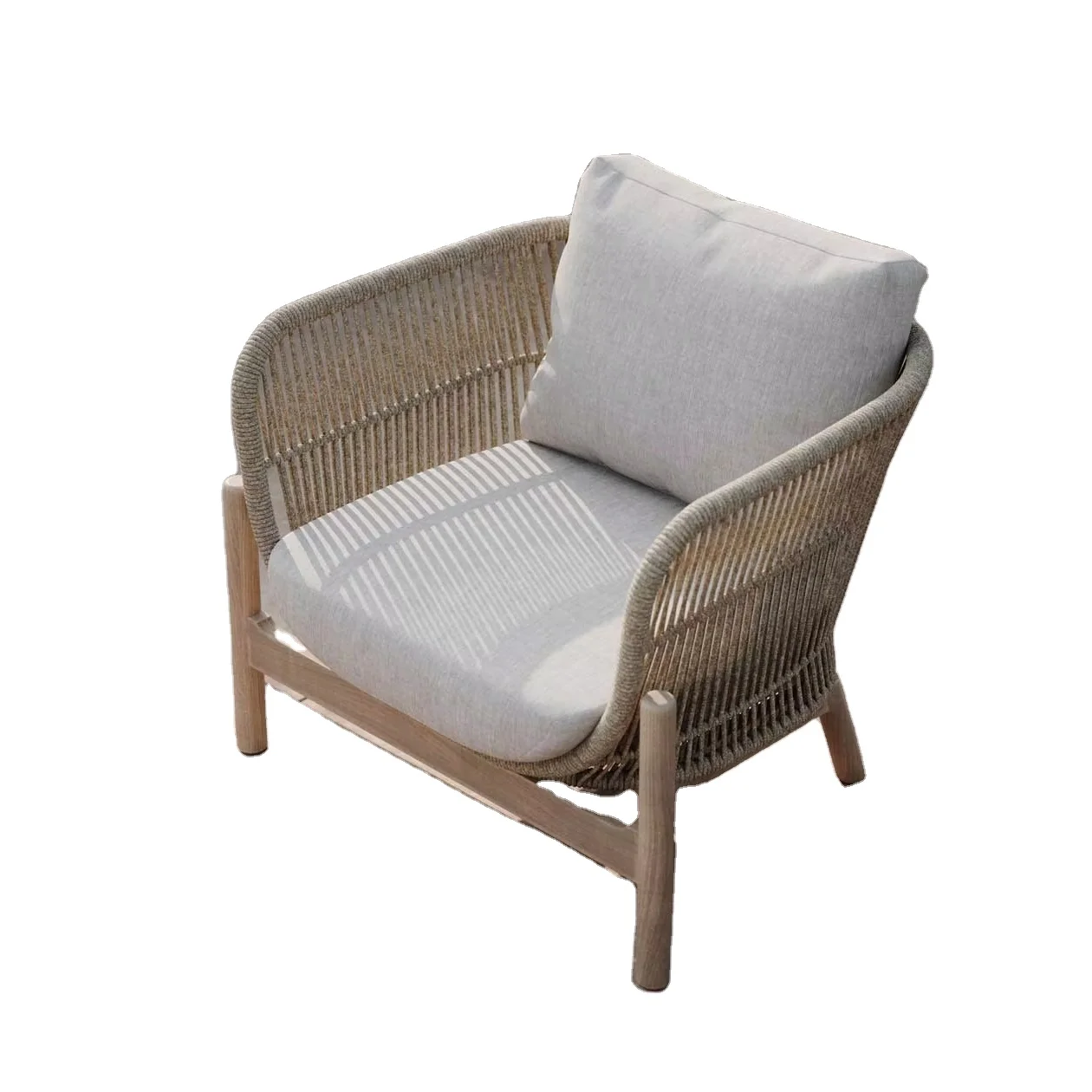 

Outdoor Garden Teak with Weaving Rope Armchair Sectional Sofa Set Outdoor Teak Modular Sofa Set Outdoor Lounge Set