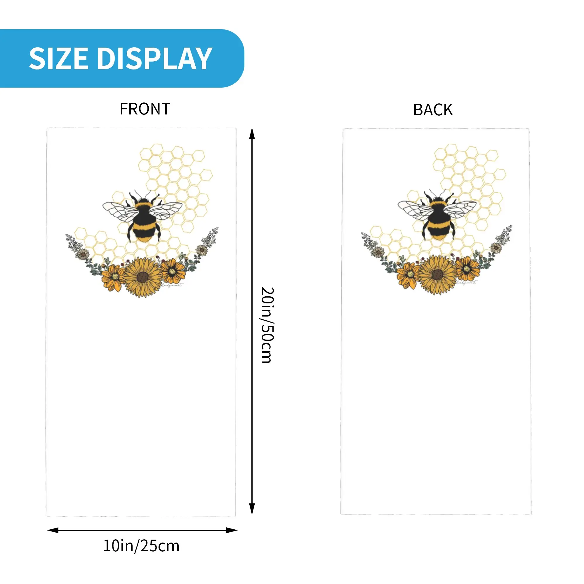 Sunflower Bee Honey Comb Yellow Bandana Neck Cover Printed Mask Scarf Cycling Scarf Riding for Men Women Adult Windproof