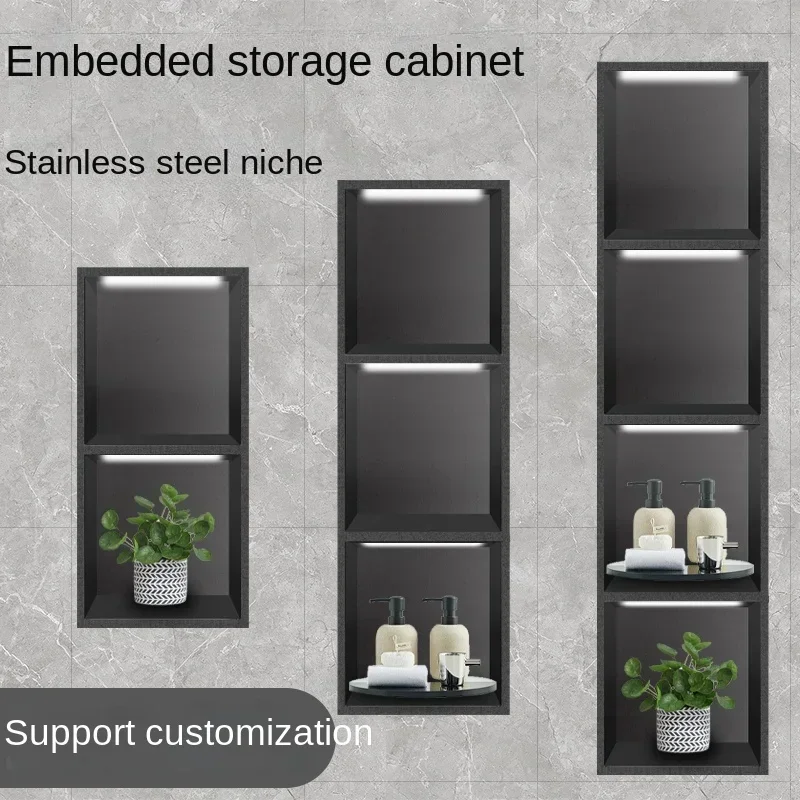 Wholesale Stainless Steel Niche Partition Bathroom Metal TV Stainless Steel Niche Embedded Cabinet Finished Product