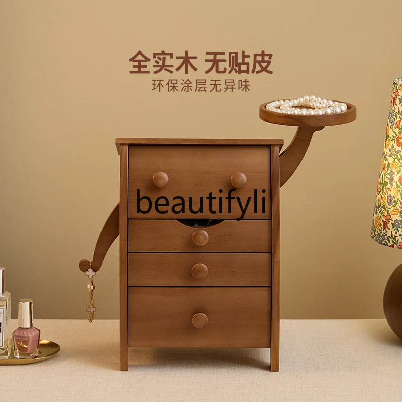 Solid wood cute jewelry box high-end wedding gift necklace ring bracelet gold jewelry box