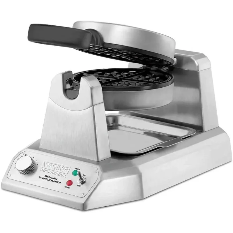 

Heavy Duty Single Waffle Maker, Coated Non Stick Cooking Plates, Produces 25 waffles per hour, 120V, 1200W, Silver