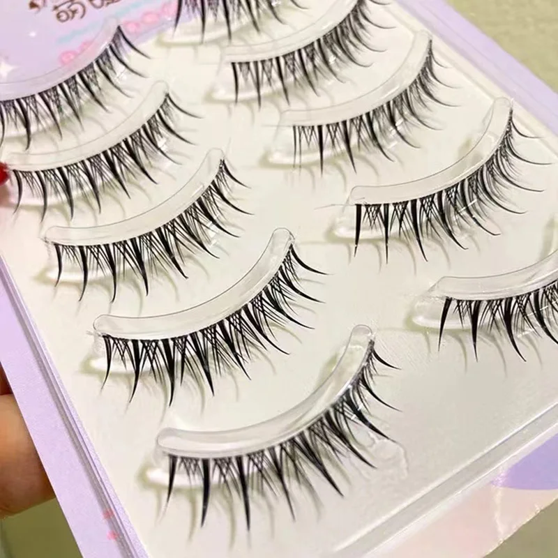 New 5 Pairs COS Mink Eyelashes Reusable Soft Transparent Stem Natural Wispy False Eyelashes Beginner Makeup Eyelash Extensions