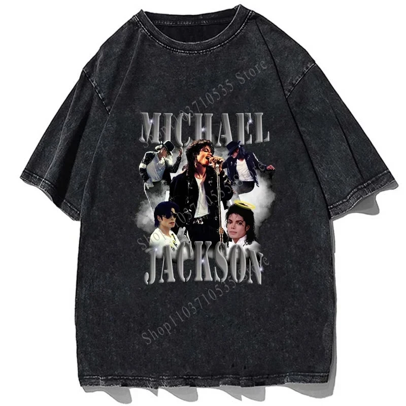 Hip Hop Singer Michael Jackson Print Tshirt Pop BAD Vintage T-shirt Fashion Streetwear Cotton Men T Shirt Loose Oversize Cloting