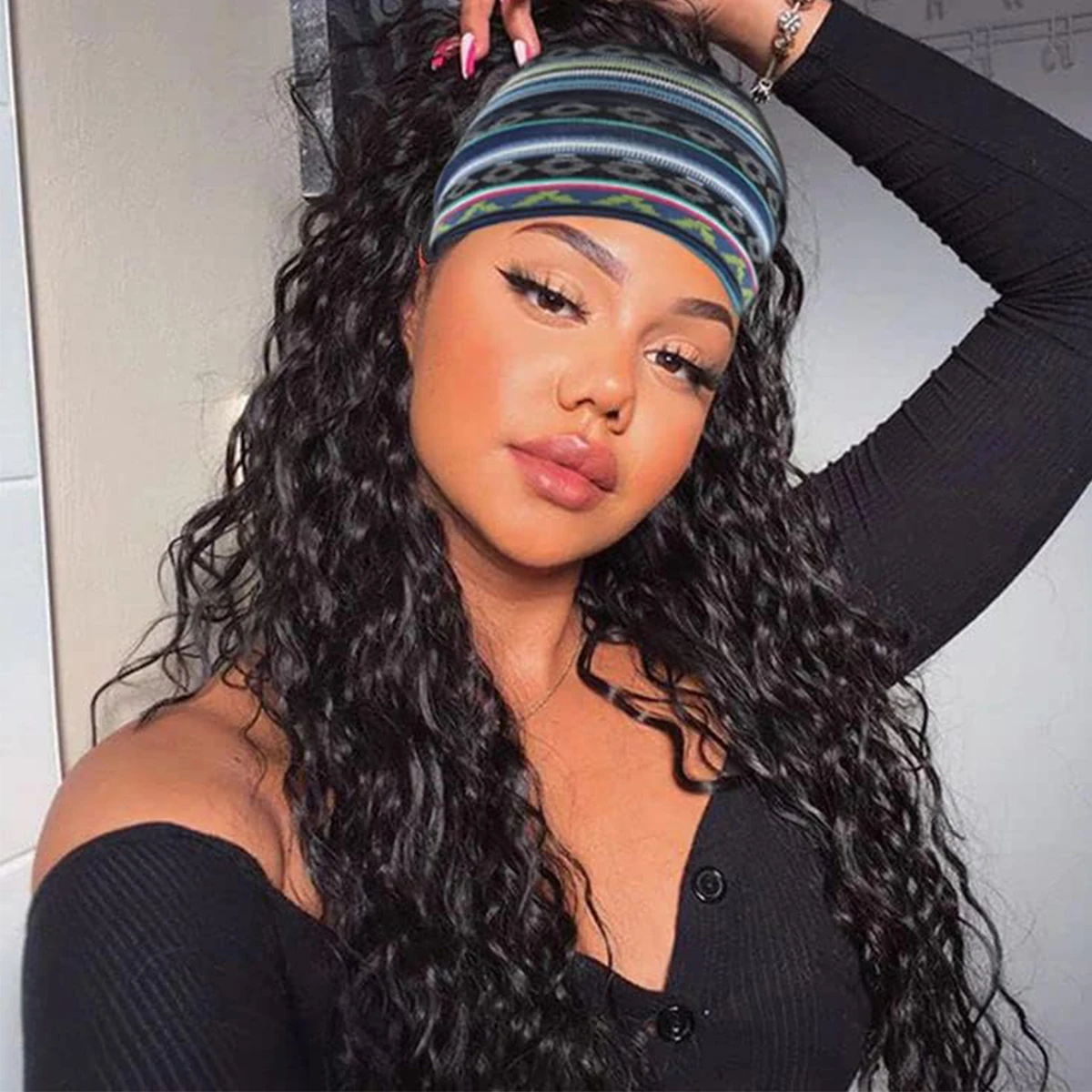 New Bohemian Wide Headband Knotted Yoga Hijab Striped Headband Elastic Headband Headband for Women and Girls