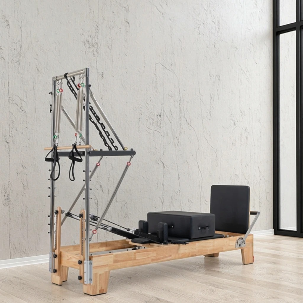 Pilates Reformer Gym Equipment Wood Material  Two-in- One Core Bed With Tower for Bodybuilding Pilates/Yoga Studio