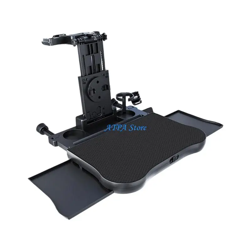 

U13C Foldable Steering Wheel Tray with Cup Holders & Phone Stand Adjustable Car Desk Easy to Use for Car Travel Essential