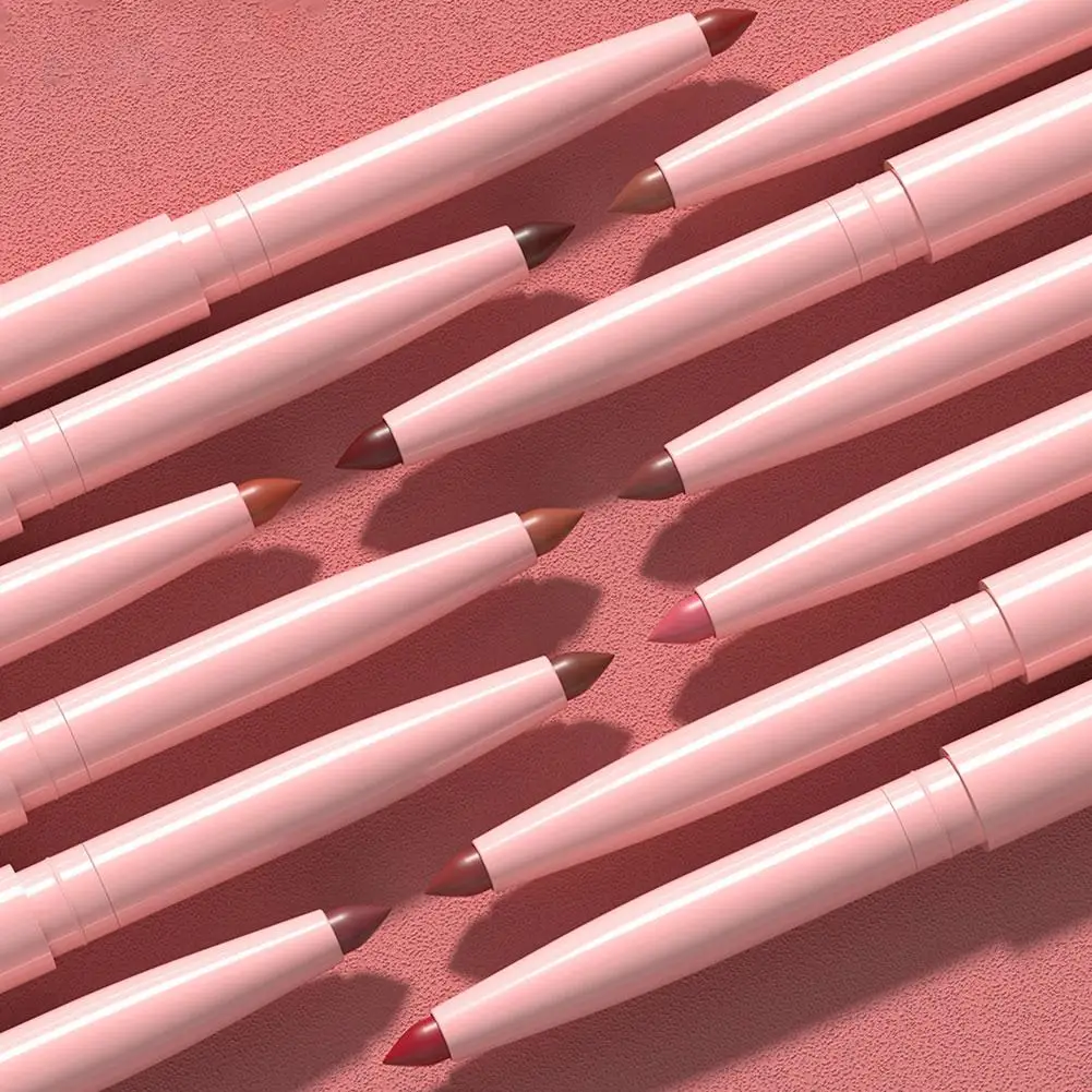 Conjunto de canetas de delineador labial fosco de 6 peças, cosméticos faciais femininos suaves de contorno natural de longa duração 24 horas
