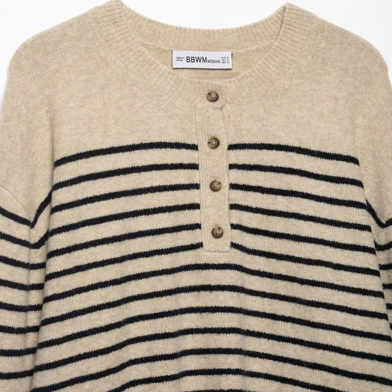 Faionable Gestreifte Strickwaren Damen Casual Loose Fit Long Sve Polyesterfaser Herbst Neuankömmling JNLEAOG 50903