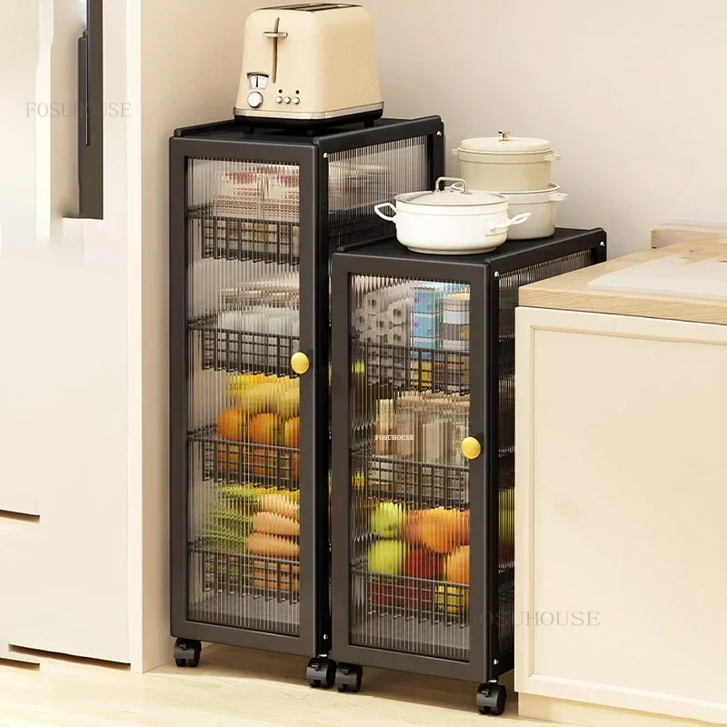 Multi-layer Kitchen Trolleys Fruit and Vegetable Trolley Cart Drawer-type Storage Living Room Gap Kitchen Storage Auxiliary Cart