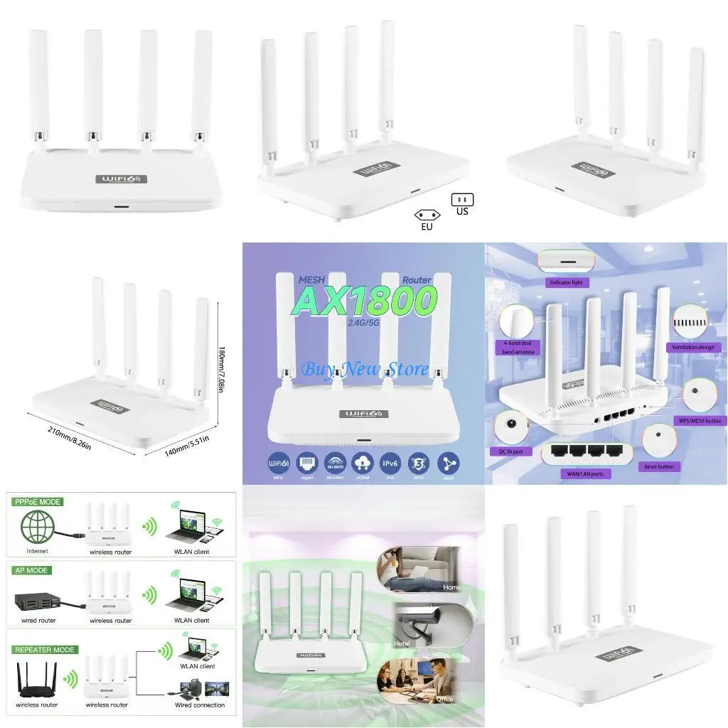 

20CE Router AX1800 WiFi6 Gigabits Ethernets Port 2.4/5Ghz Amplifiers Highly Speed Double Bands Router Amplifiers