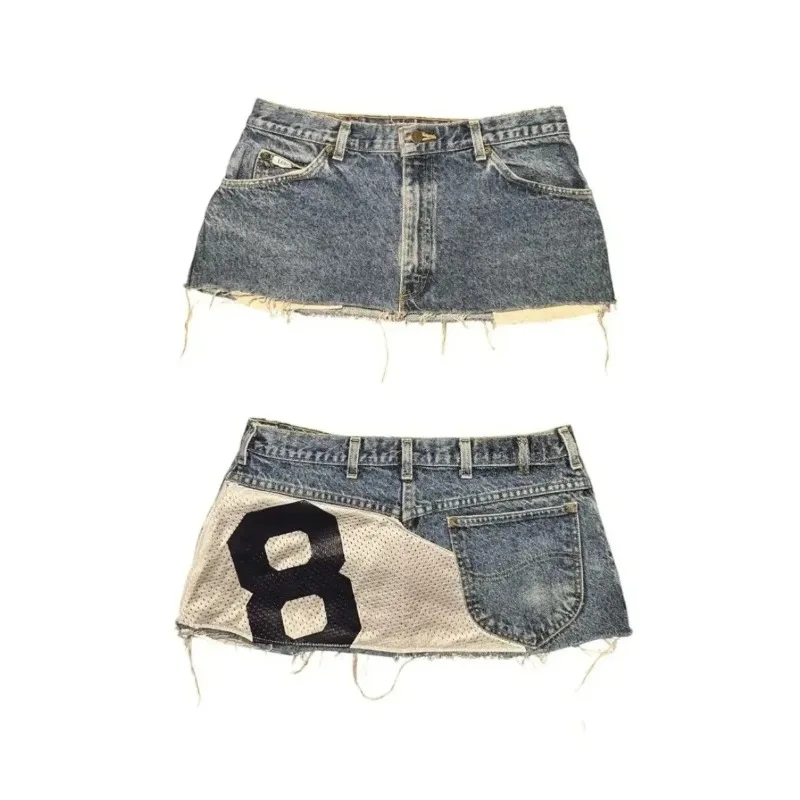 Denim shorts y2k vintage loose cloud pattern pocket printed skateboard jeans jeans short men hip hop streetwear