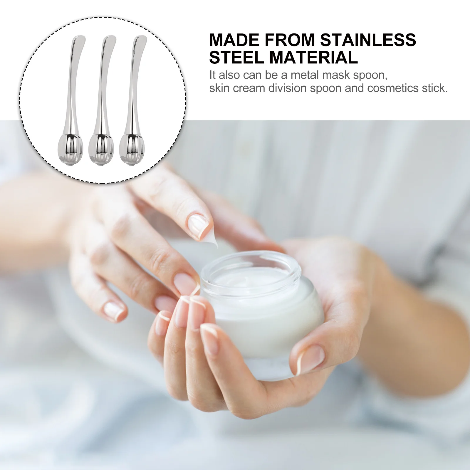 

3 Pcs Eye Cream Stick Facial Massage Beauty Pumpkin Type Mask Applicator Face Stainless Steel Spoon Bar Massager