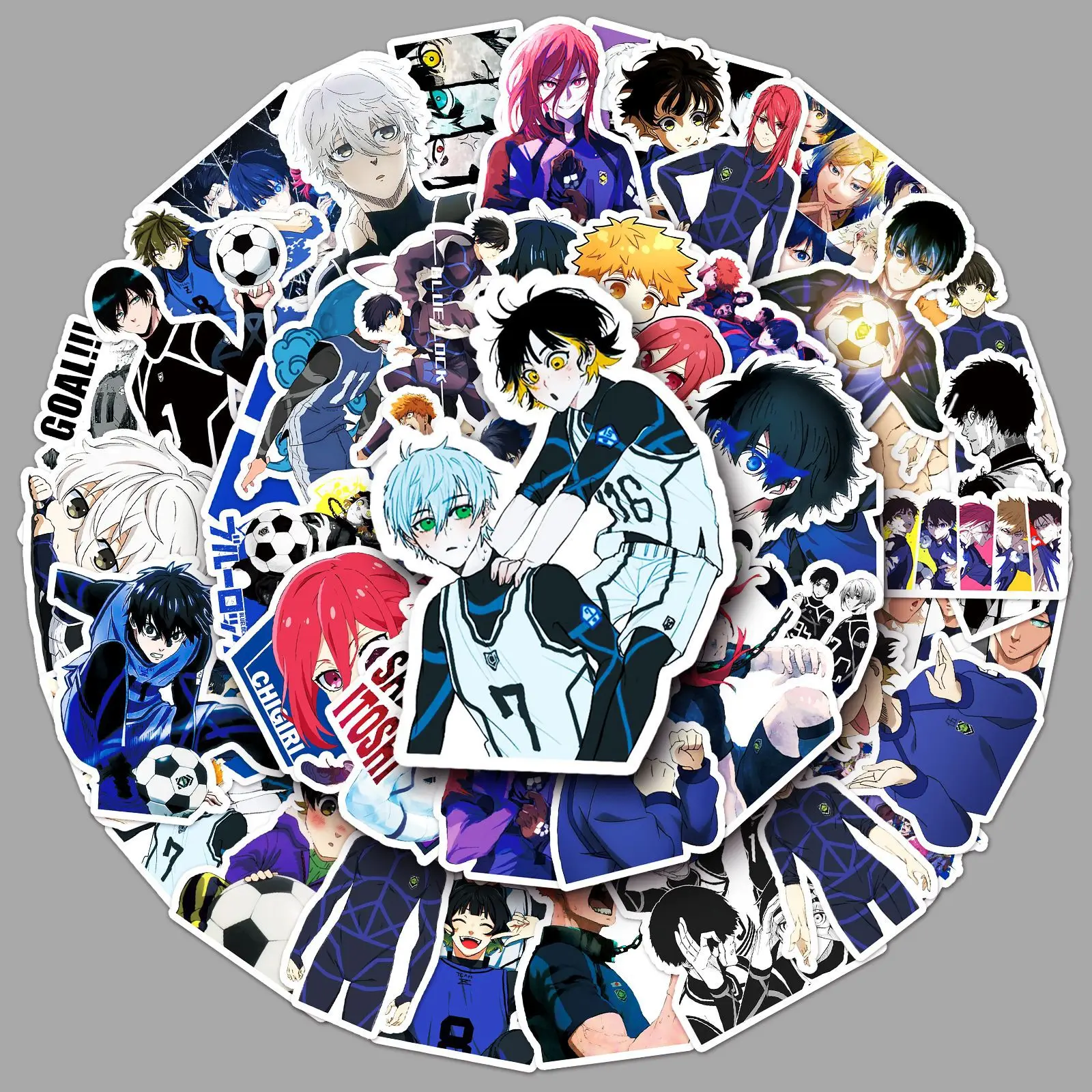 50 Stück Anime Blue Lock Japanische Merchandise Wasserdichte Dekor-Aufkleber für Tagebuch & Notizbuch