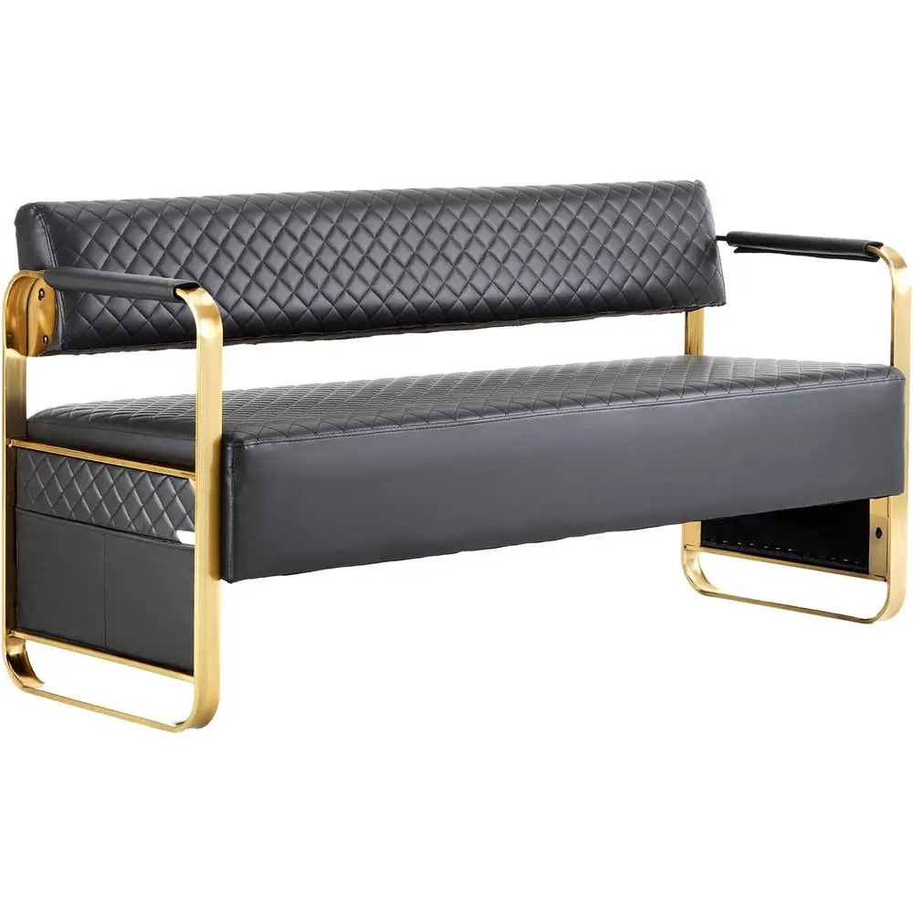 Upholstered Armrest Chairs, 57.5 Office Bench Seating for Waiting Rooms, Ideal for Salons, Barbershops, Airports, Banks, and Con