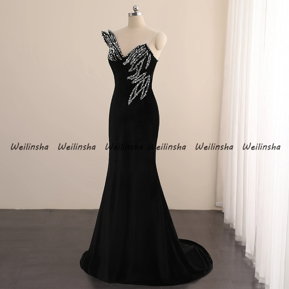 Customized Weilinsha Fashion New Evening Dresses Black  Shot Sleeveless Prom Gowns Mermaid Women's Dress Vestidos De Fiesta 2022